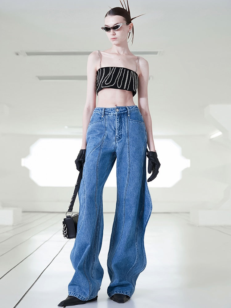 ANNAKIKI 3D Wave Fractal Deconstructed Trousers-SMITH.