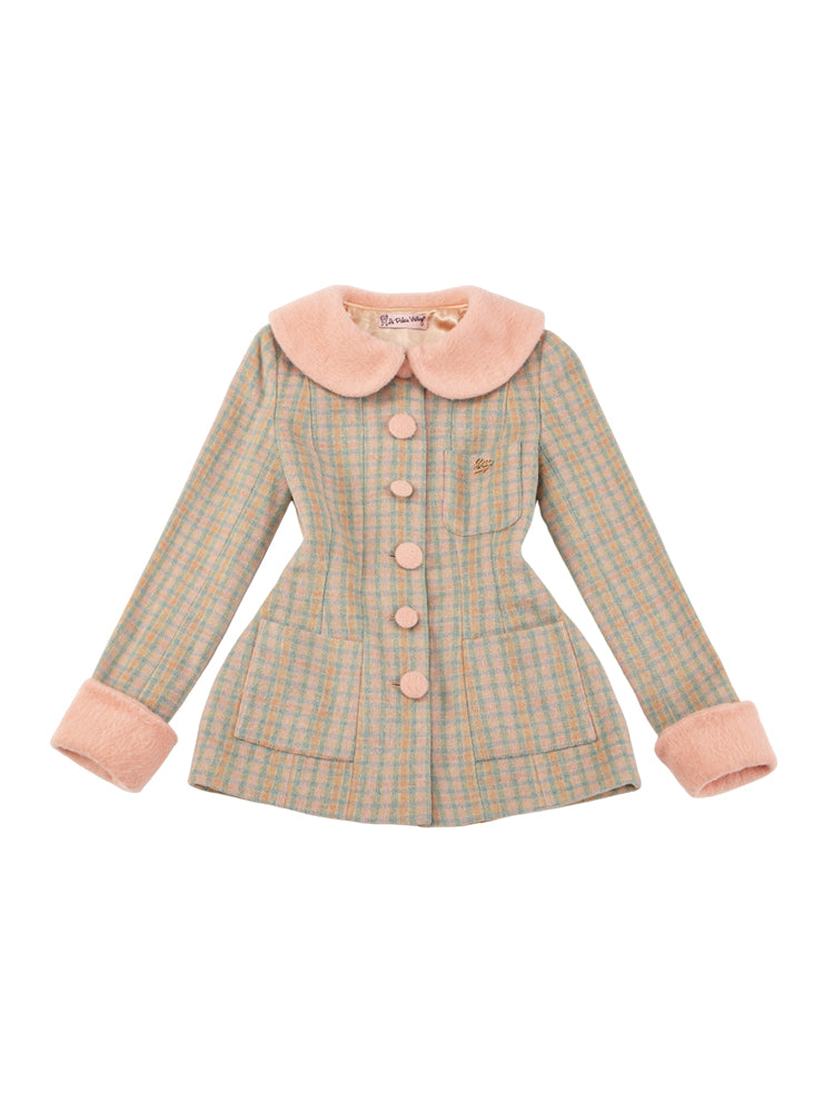 Le Palais Vintage High End Long Sleeves Slim Jacket Bow Tweed Slit Dinner Suit Dress-Carey