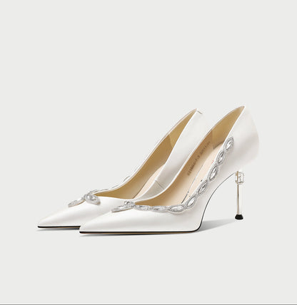 pjjuu French white stiletto  wedding shoes - GANG