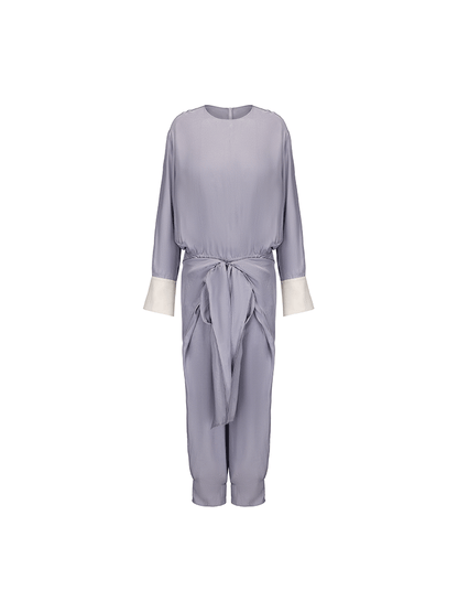 ATELIER MISS LU  Ring Stitch Flying Disc Design Acetate Jumpsuit - ANDREA.