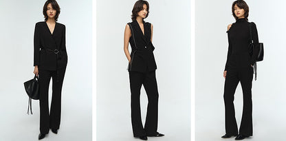 COMME MOI Lu Yan designer's new women's classic black slim acetic bell bottoms - GREAT.