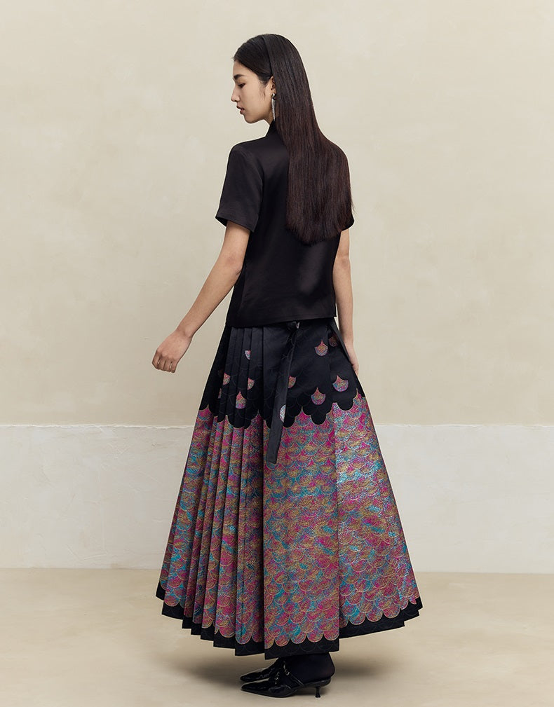 HECO mermaid scale color woven horse face skirt  high waisted long women - will.