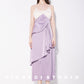 French Jacquard Contrast Satin Panel Slip Dress - Bella