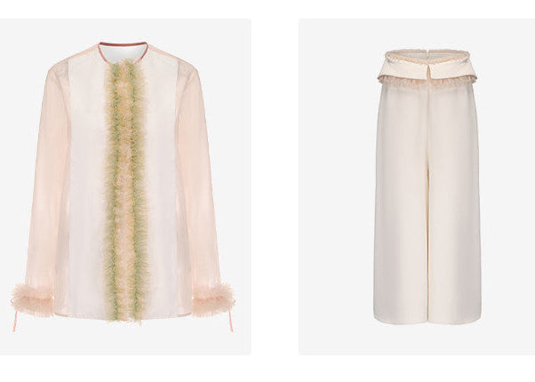 ATELIER MISS LU Tulle Latiered Panelled Long-Sleeved Top - BAILEY