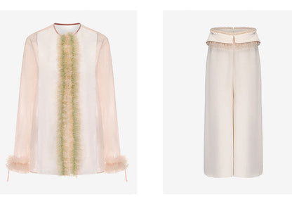 ATELIER MISS LU Tulle Latiered Panelled Long-Sleeved Top - BAILEY