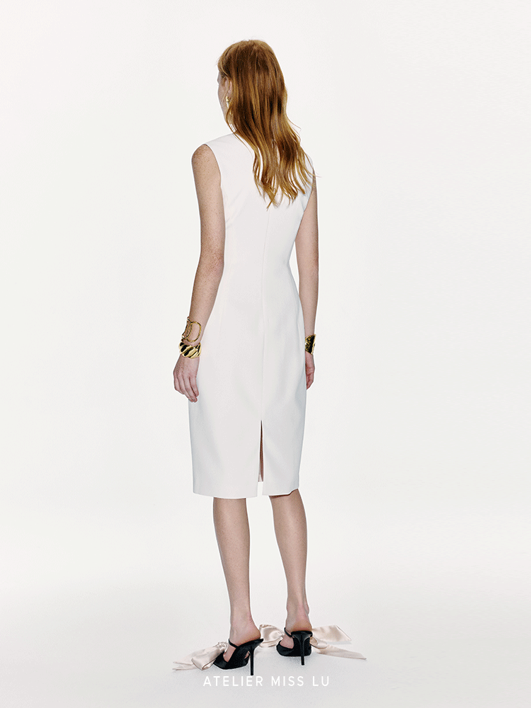ATELIER MISS LU Ribbon Receiver Waist Sleeveless Dress - CRAIG.