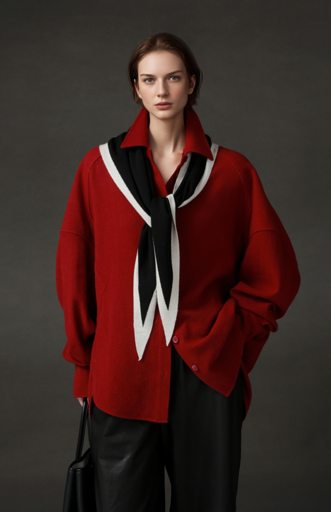 PIAOIN Luxury Old Money Style Wool Shirt Women's Single Breasted Shirt-FERA