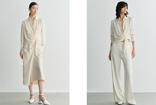 COMME MOI summer women's short texture stitched satin shirt - VIOLET.