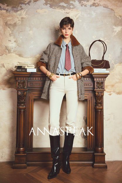 ANNASPEAK leg-shaped slightly elastic cropped straight micro-tapered pants jeans-JAG.