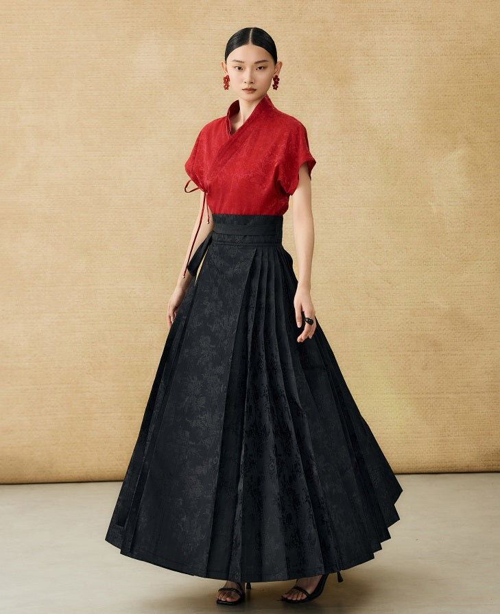 HECO Chinese style summer new slanted V-neck pinch pleated shirt - ASSURE .