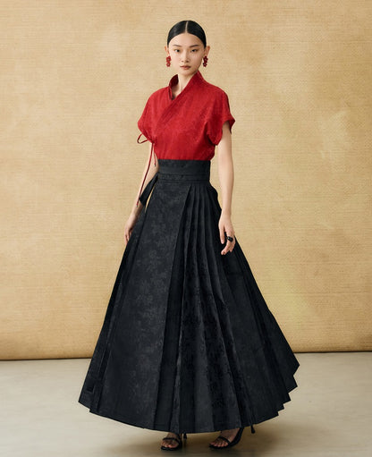 HECO Chinese style summer new slanted V-neck pinch pleated shirt - ASSURE .