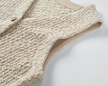 COMME MOI Lv Yan designer spring women's V-neck floral yarn knitted vest - EDEN.