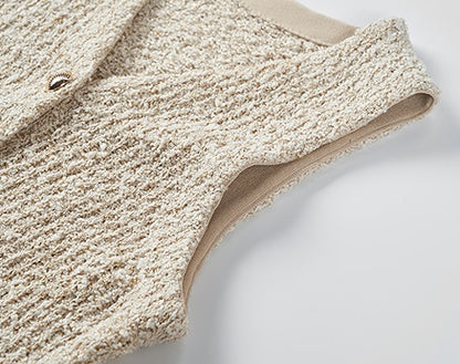 COMME MOI Lv Yan designer spring women's V-neck floral yarn knitted vest - EDEN.