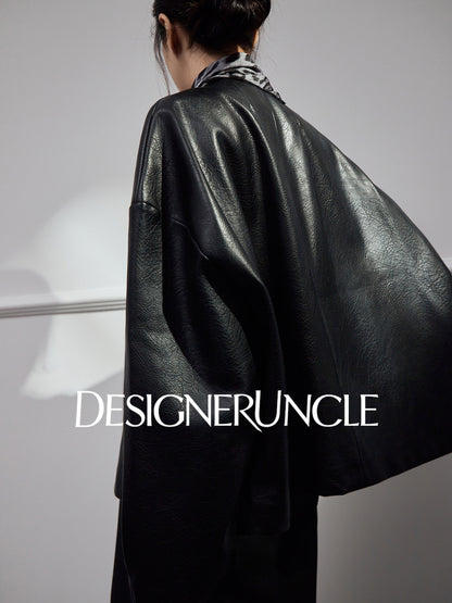 DGU High-end black leather silhouette niche sense commuting high-end style dress - Claude.
