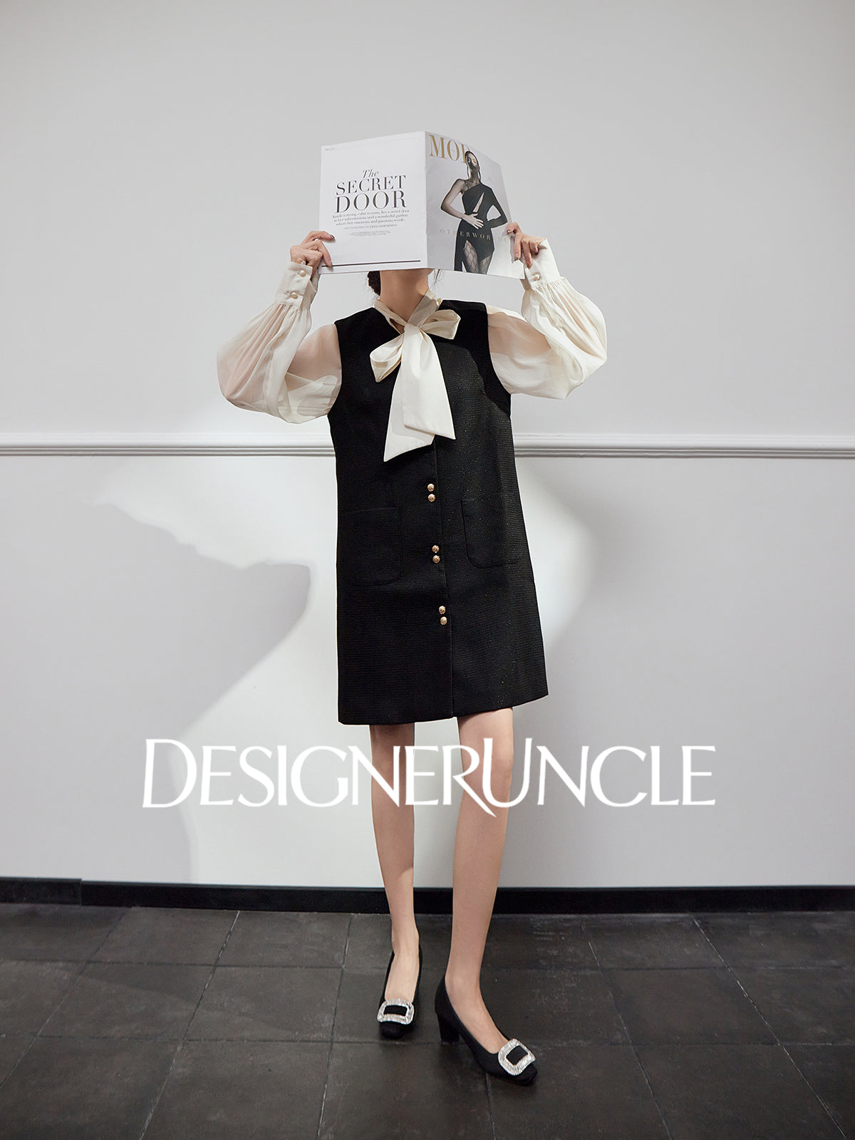 DGU "Suyu" black new small fragrance celebrity high-end commuter skirt - Carl.