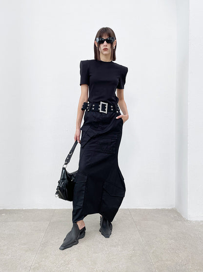 ANNAKIKI  geometric split workwear style skirt - JIHYO.