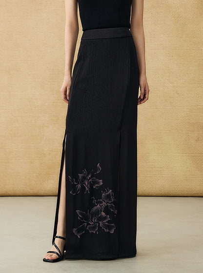 HECO summer high-waisted straight hip slit long skirt - KRISTOFF.