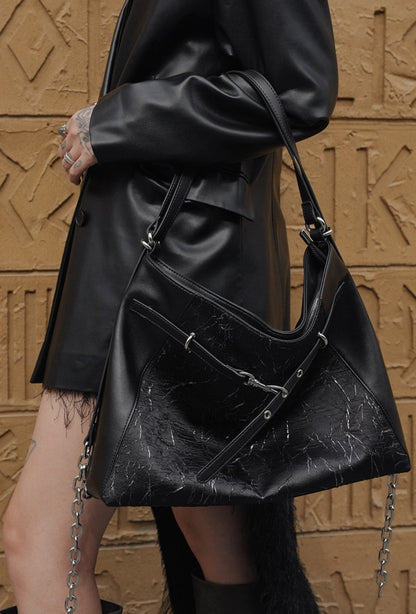 IUBALLET Black Travel Backpack Chain Tote Bag - SET.