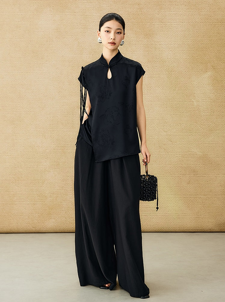 HECO Acetate High Waist Wide-leg Pants - TREY.