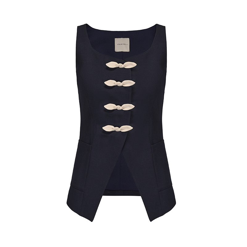 ATELIER MISS LU spring/summer Contrasting Ribbon Waist-cinching Vest - MEGAN.