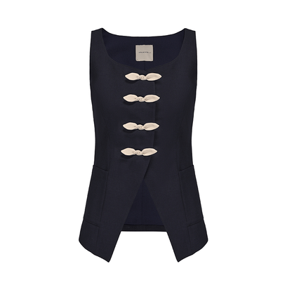 ATELIER MISS LU spring/summer Contrasting Ribbon Waist-cinching Vest - MEGAN.
