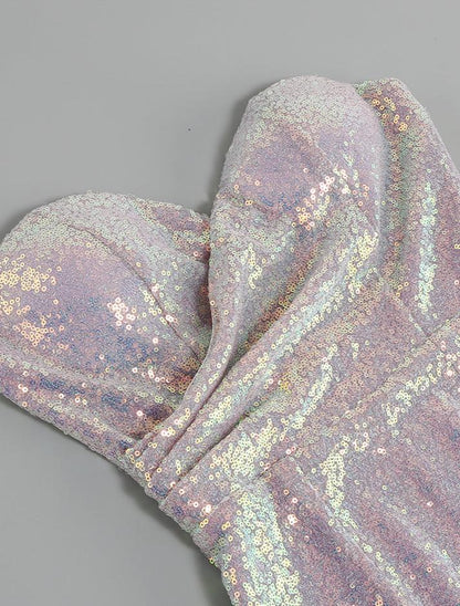 DOLLY Luxury Violet Glittering Sleeveless Chest Wrap Midi Feather Party Dress-FILIPPA