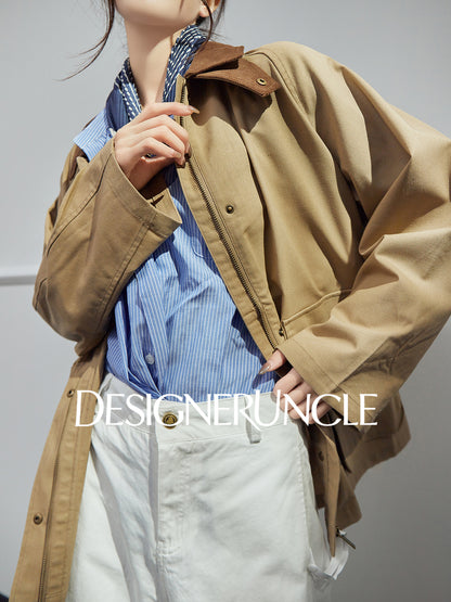 DGU| Dark brown retro light luxury niche design retro style top jacket - Stephania.