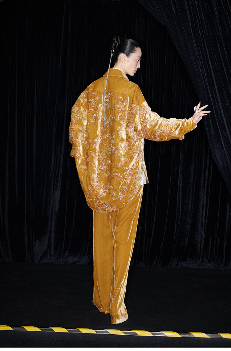 M essential Mackay designer brand Juyi velvet baggy shirt coat -  GREATFUL.