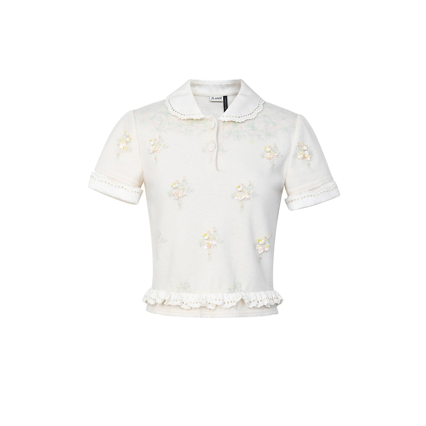 FAME Beaded Print Knitted Short-Sleeved Top - GERRIT