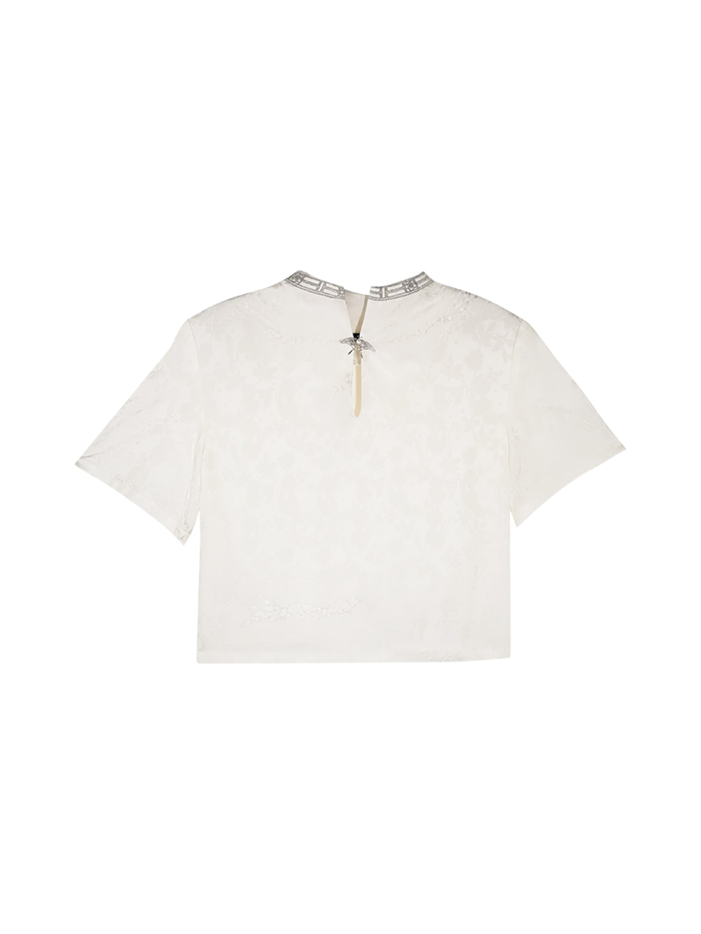 HECO Chinese Flower Embossed Disc Buckle Short Sleeve T-Shirt - BOND.