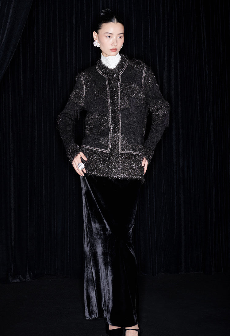 M essential Mackay designer Yingyun knitted copper-beaded woollen cardigan - zain.