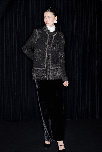 M essential Mackay designer Yingyun knitted copper-beaded woollen cardigan - zain.