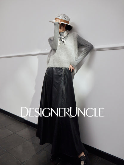 DGU "Qi Mist" light gray plush outer wear versatile commuter slimming top - HIGG.