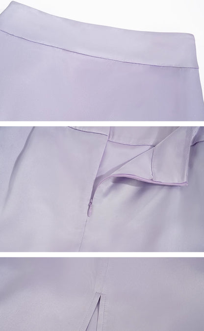 HECO High-waisted purple black white back slit skirt Hip Girl - spirit.