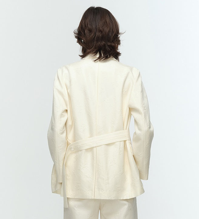 COMME MOI Lu Yan Designer's new women's high-speed commuter silk wool jacquard lapel suit - GRACIOUS.