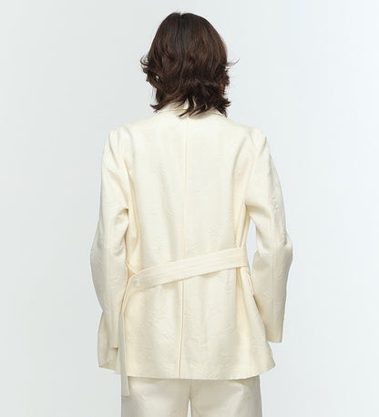 COMME MOI Lu Yan Designer's new women's high-speed commuter silk wool jacquard lapel suit - GRACIOUS.