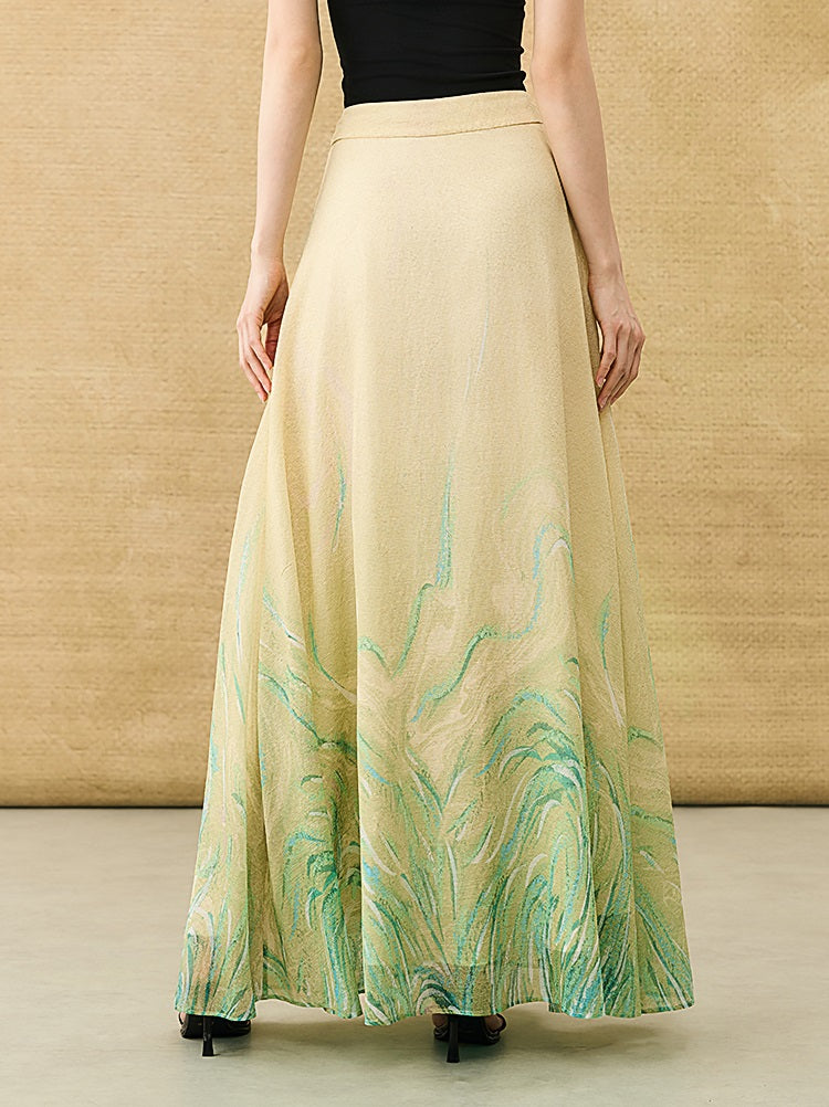 HECO Chinese Style Gradient Print Summer Temperament Charm Skirt - ZADE.