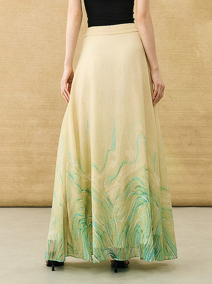 HECO Chinese Style Gradient Print Summer Temperament Charm Skirt - ZADE.