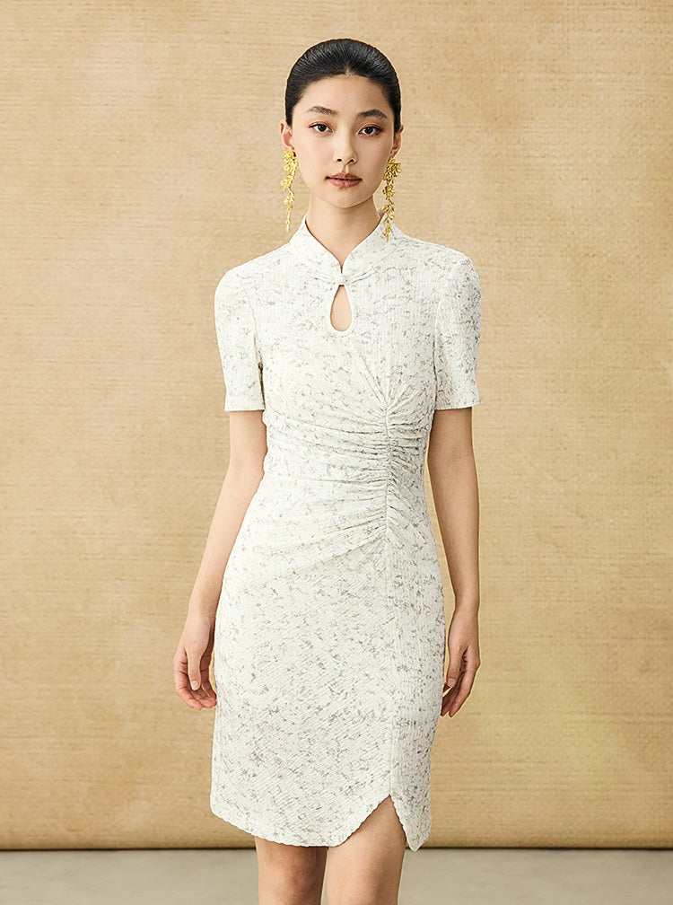 HECO Chinese style women's summer shirred waist temperament buckle long skirt - QUEEN.