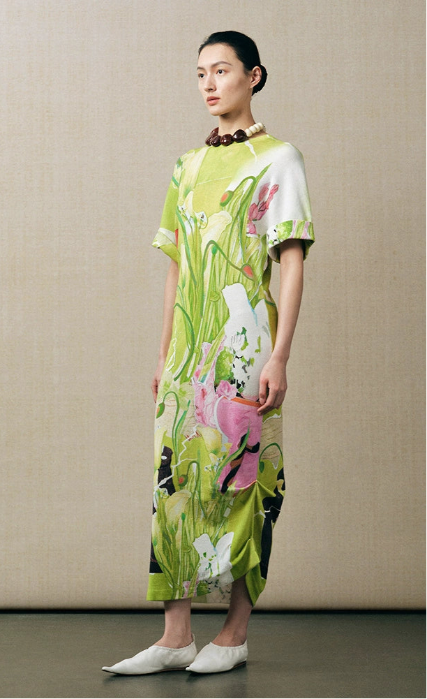ZHUCHONGYUN flower love paper print crew neck dress-LUBBOCK.
