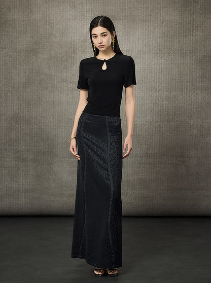 HECO Acetate Knit Buckle Cool Crop Short Sleeve Top - ENGAGE.