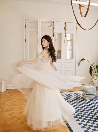 DOLLY Elegant Flower Stand Collar Sleeveless High Waist Tutu Wedding Dress-BELINDA