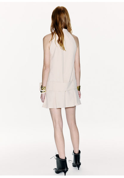 ATELIER MISS LU spring and summer Ribbon Wide Waistband A-line Pleated Dress - ADURE.
