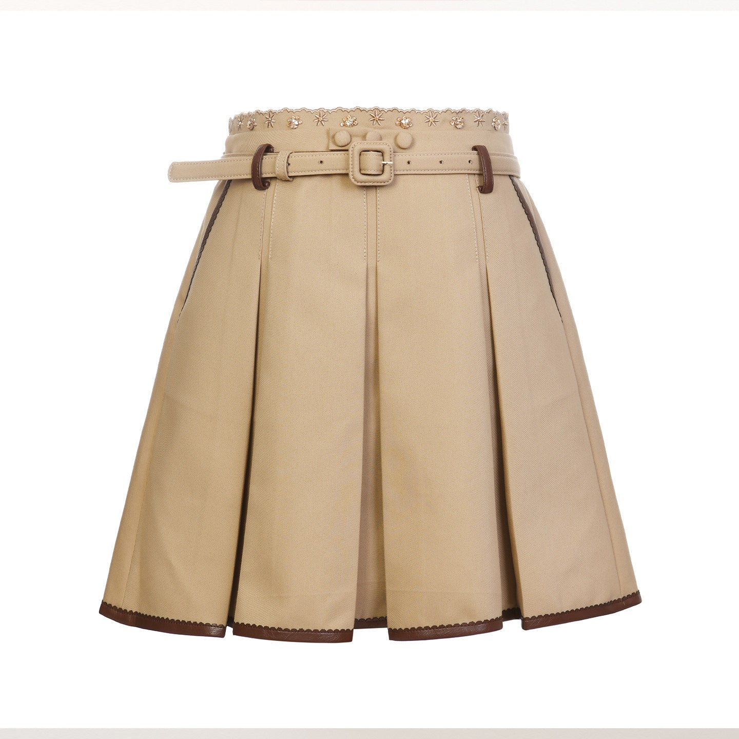 FAME A-Line Double Waist Two Contrasting Pleated Skirts - ARIETTE.