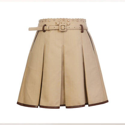 FAME A-Line Double Waist Two Contrasting Pleated Skirts - ARIETTE.