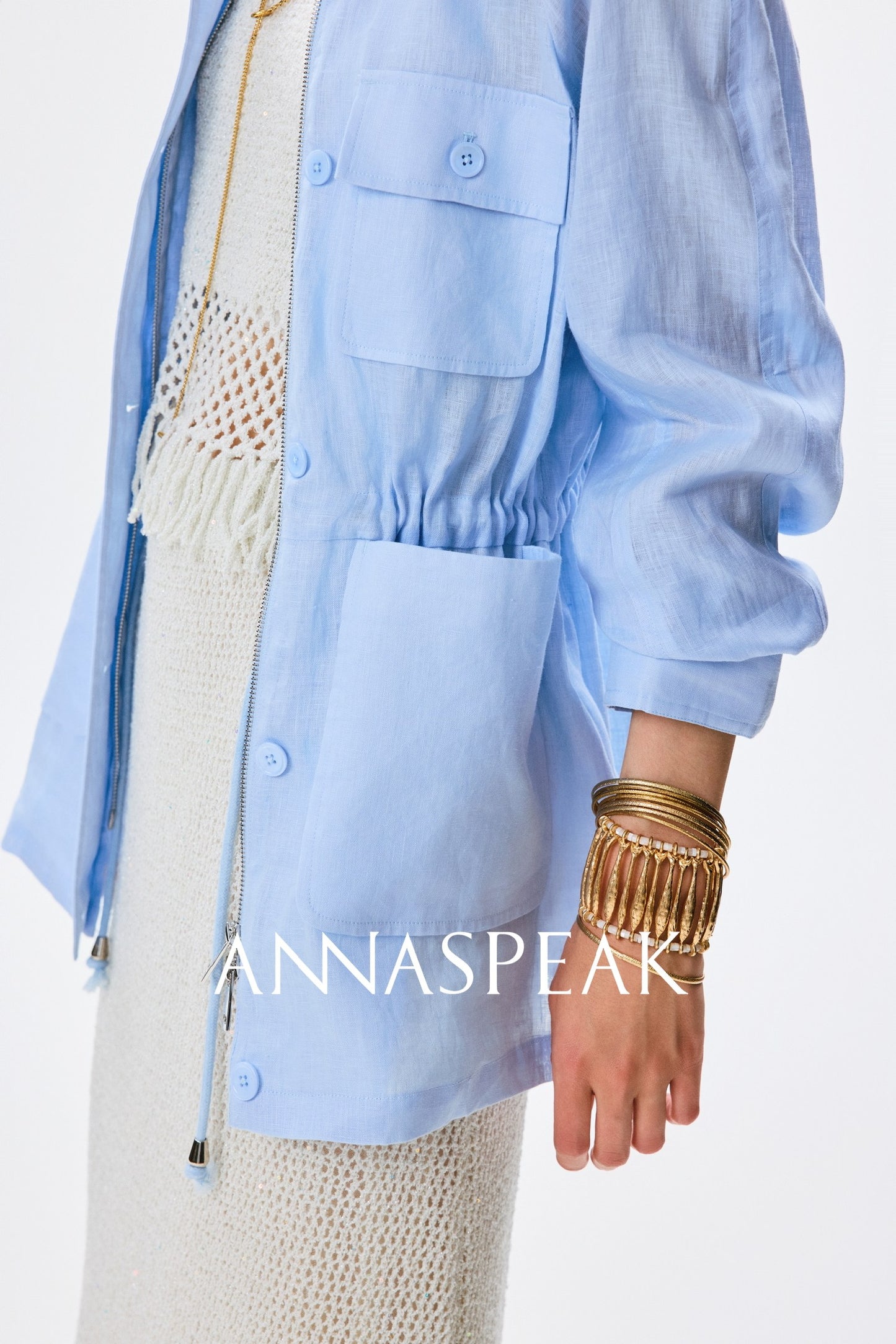 ANNASPEAK  linen light drawstring shunting jacket-SAYE.