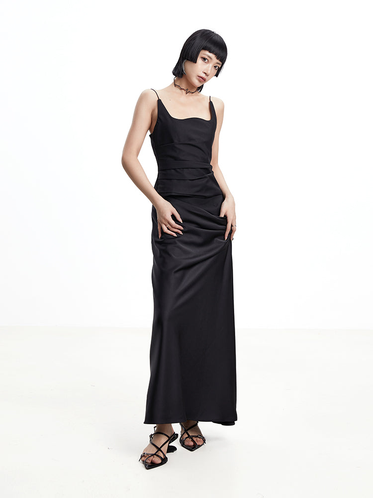 TINY IN w-neck pleated black white back zipper camisole - PIPER