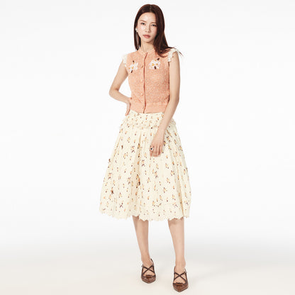 FAME pastoral print half-length floral long skirt - OLIVIA