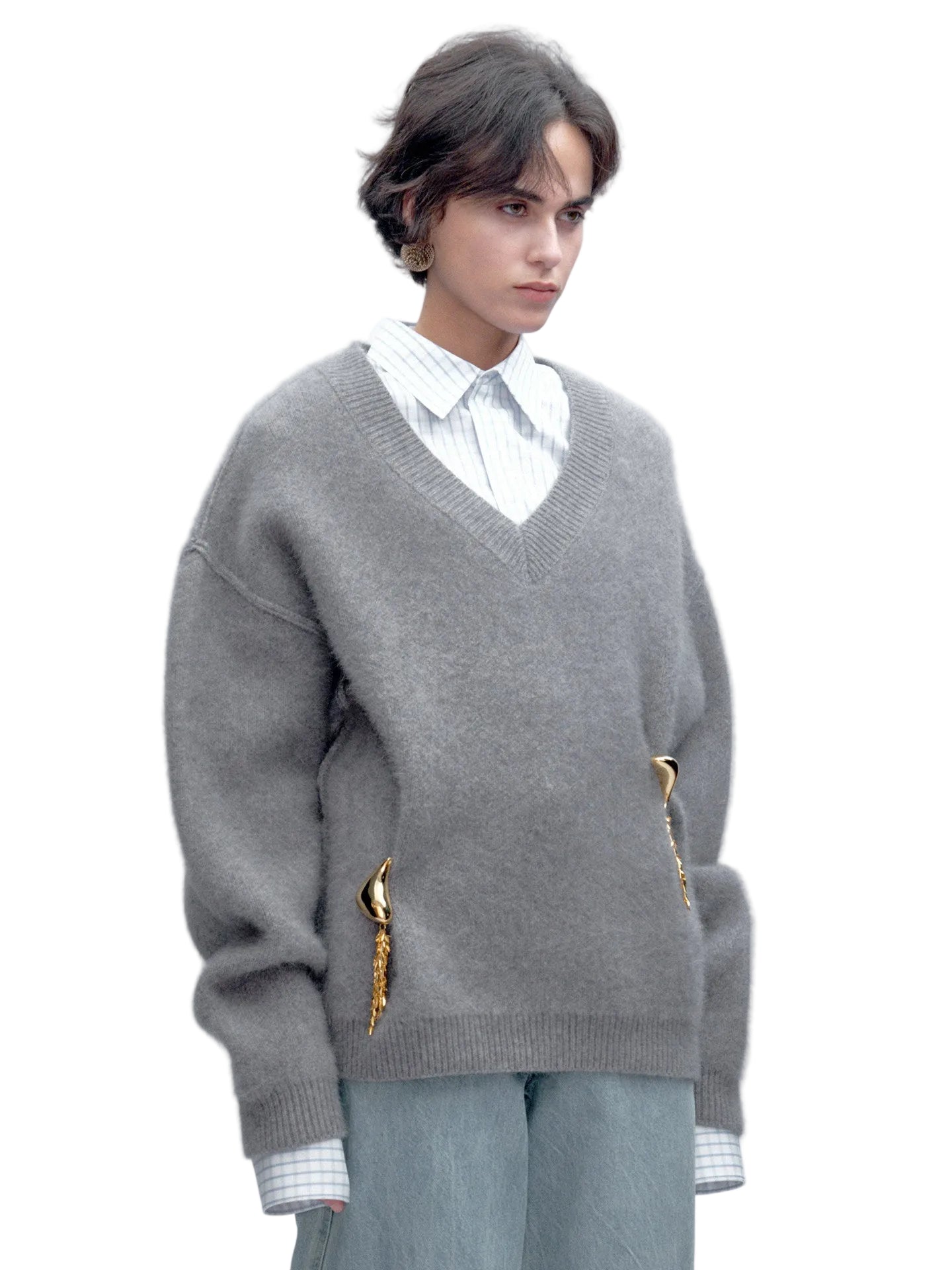 JACQUES WEI V-neck Wool Knit Sweater - MEGAN