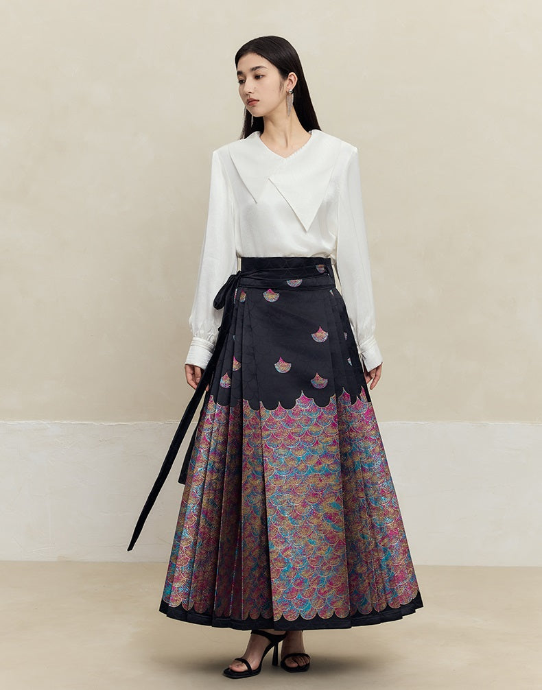 HECO mermaid scale color woven horse face skirt  high waisted long women - will.